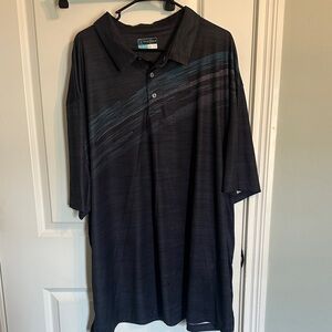 PGA Tour Black Polo with Teal Diagonal Dot Accent